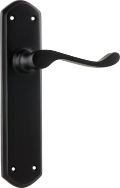 Windsor Lever - Long Backplate Matt Black / Latch | Passage