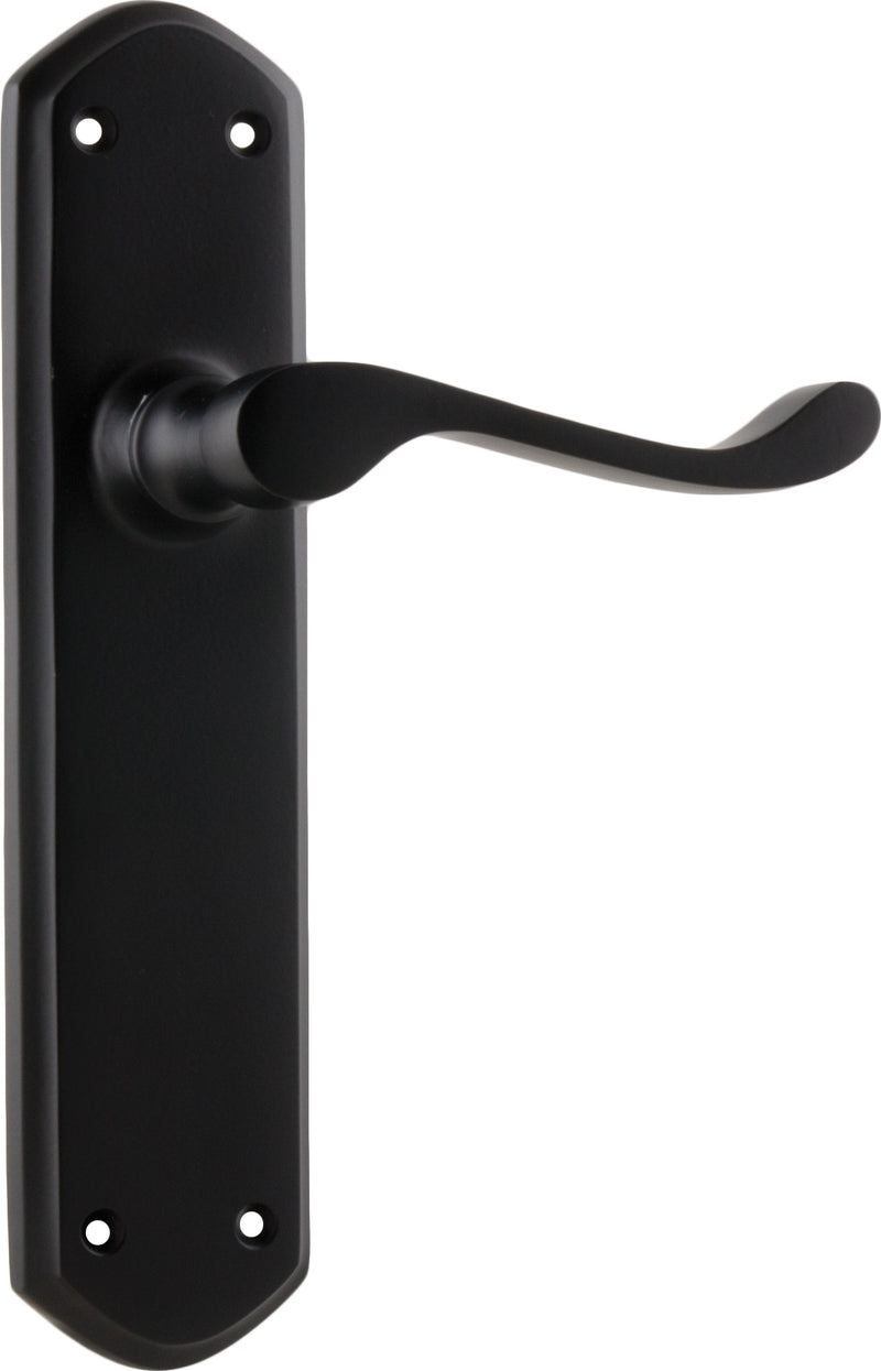 Windsor Lever - Long Backplate Matt Black / Latch | Passage