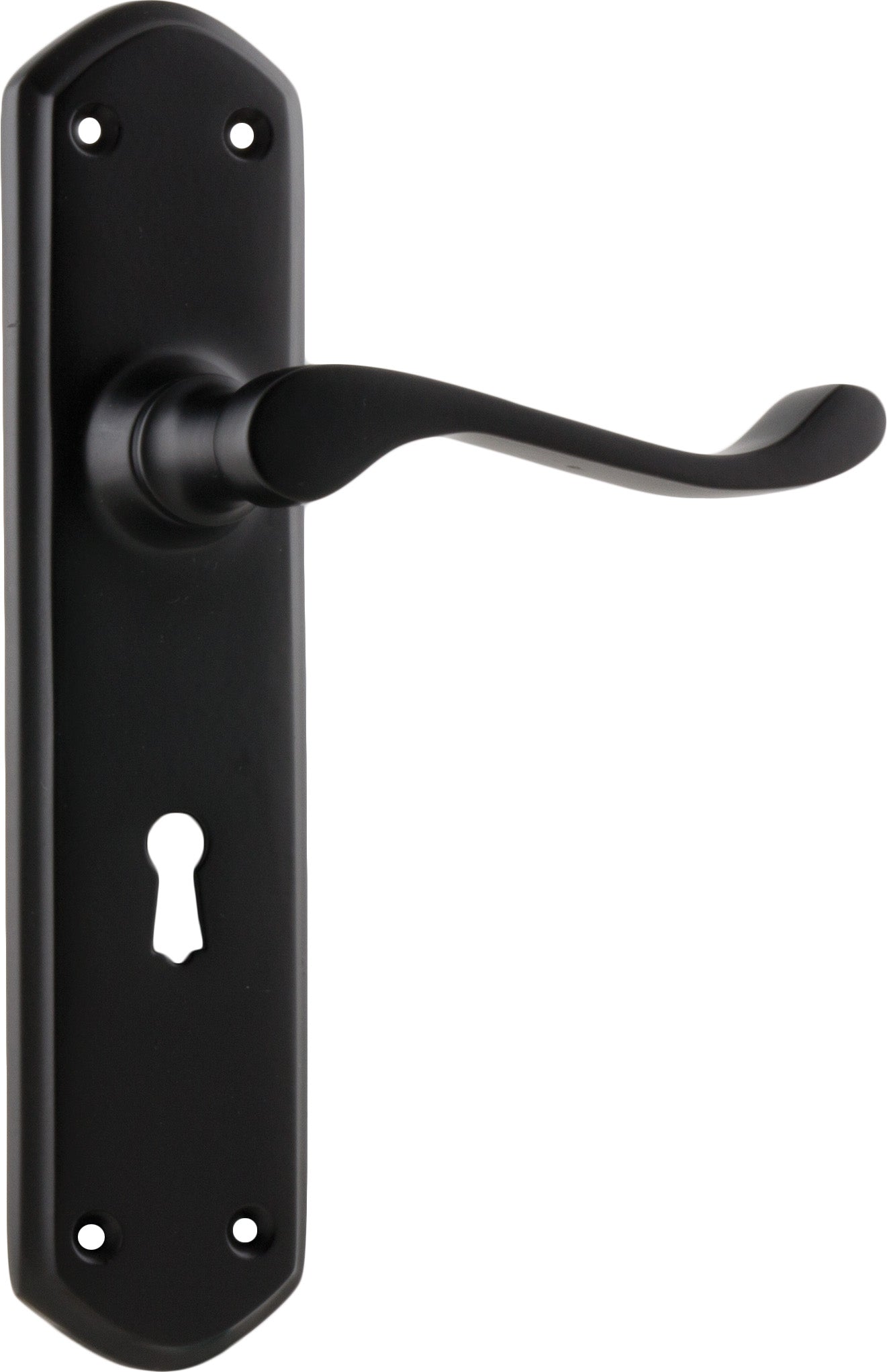 Windsor Lever - Long Backplate Matt Black / Lock | Lock (Skeleton Key)