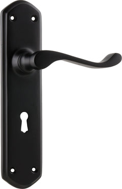Windsor Lever - Long Backplate Matt Black / Lock | Lock (Skeleton Key)