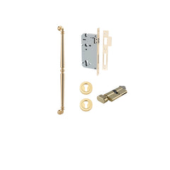 Sarlat Pull Handle - 600mm Entrance Kit with Separate High Security Lock Polished Brass / Solid Brass