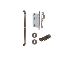 Sarlat Pull Handle - 600mm Entrance Kit with Separate High Security Lock Antique Brass / Solid Brass