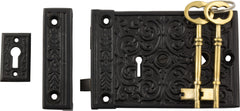 Ornate Rim Lock Matt Black