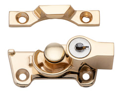Wide Base Key Operated Locking Sash Fastener Electro brass