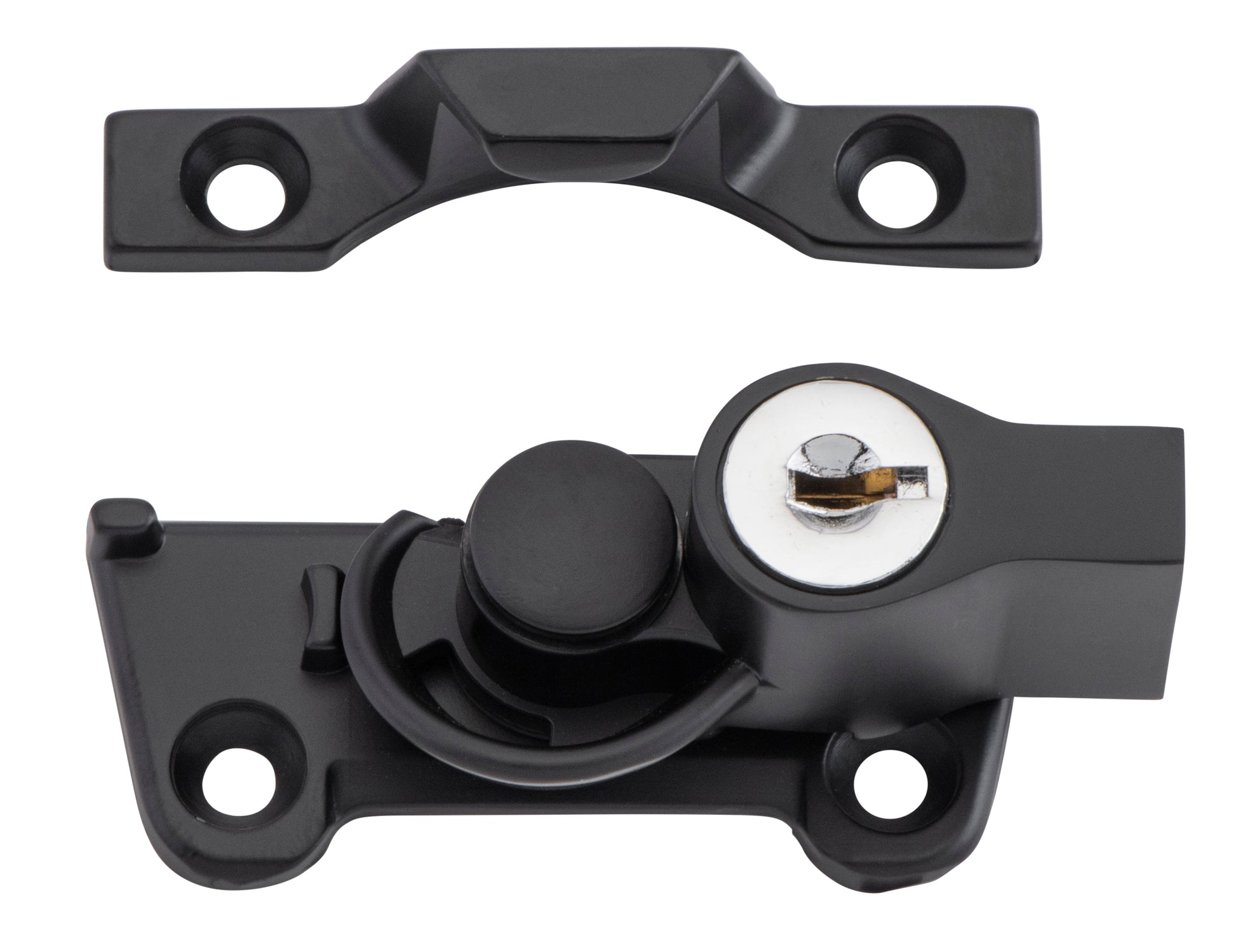 Wide Base Key Operated Locking Sash Fastener Matt Black