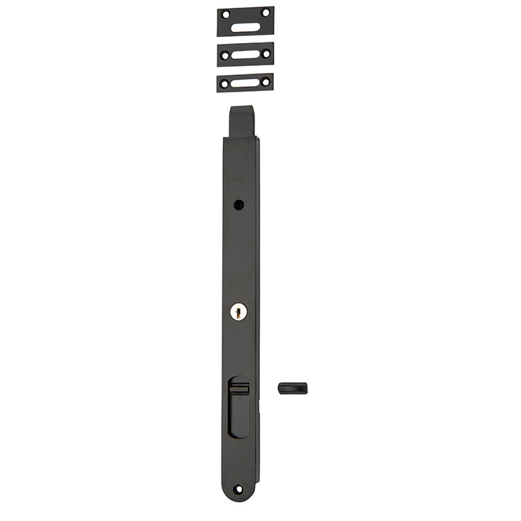 Locking Flush Bolt - 300mm Matt Black / Solid Brass