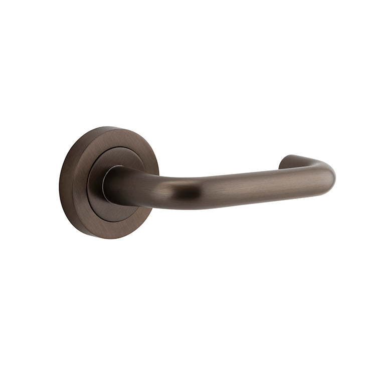 Oslo Lever - Round Rose Antique Brass / Solid Brass