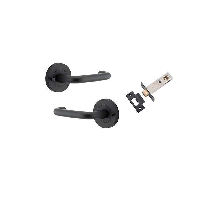 Oslo Lever - Round Rose (Inbuilt Privacy) Matt Black / Solid Brass