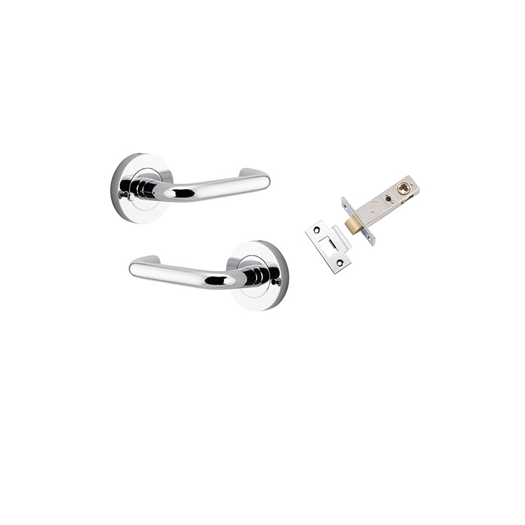 Oslo Lever - Round Rose (Inbuilt Privacy) Chrome Plated / Solid Brass