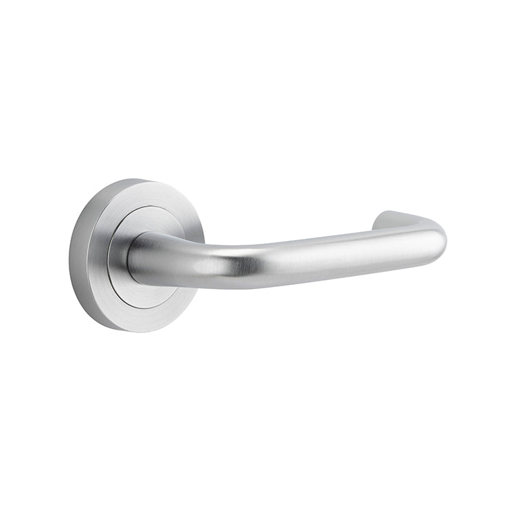 Oslo Lever - Round Rose Satin Chrome / Solid Brass