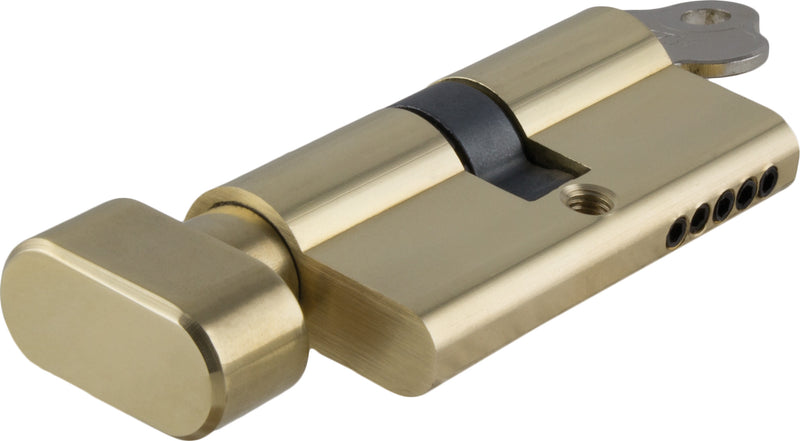 Key/Thumb Euro Cylinder Polished Brass / 5 Pin L60mm