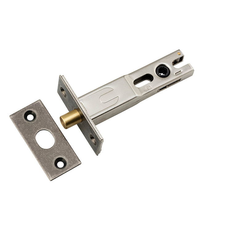 Privacy Bolt - Round - 70mm Backset Rumbled Nickel / Steel & Sheet Brass