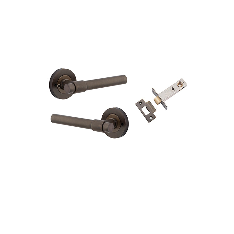 Helsinki Lever - Round Rose (Inbuilt Privacy) Antique Brass / Solid Brass