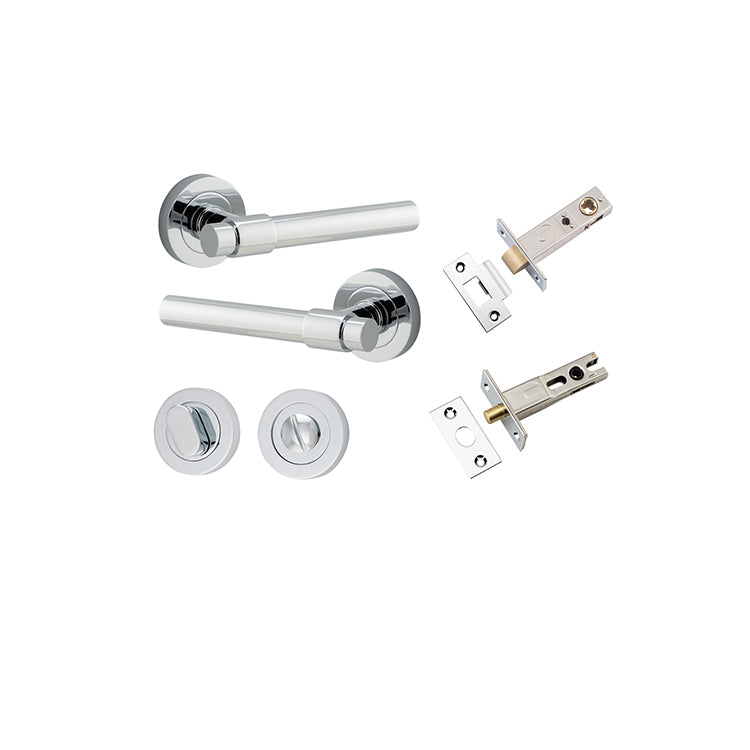 Helsinki Lever - Round Rose Privacy Kit with Separate Privacy Turn Chrome Plated / Solid Brass