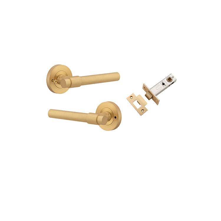 Helsinki Lever - Round Rose (Inbuilt Privacy) Satin Brass / Solid Brass