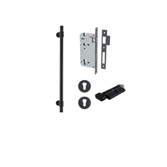 Helsinki Pull Handle - 450mm Entrance Kit with Separate High Security Lock Matt Black / Solid Brass