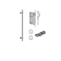 Helsinki Pull Handle - 450mm Entrance Kit with Separate High Security Lock Satin Chrome / Solid Brass