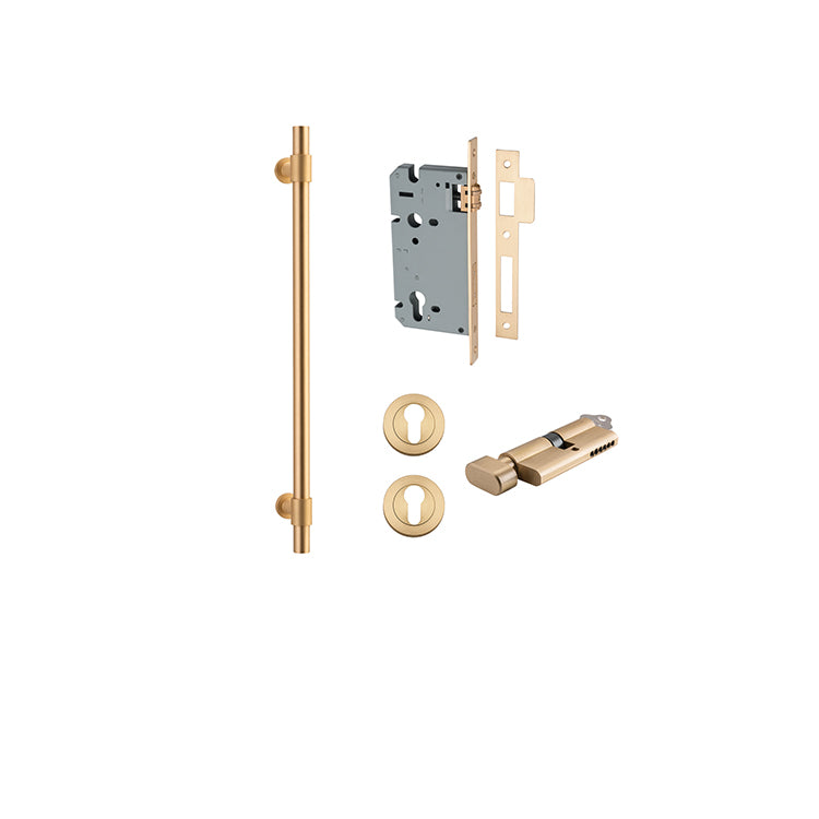 Helsinki Pull Handle - 450mm Entrance Kit with Separate High Security Lock Satin Brass / Solid Brass