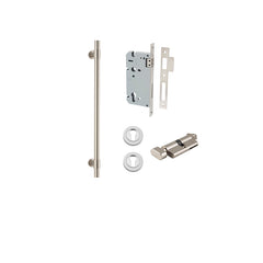 Helsinki Pull Handle - 450mm Entrance Kit with Separate High Security Lock Satin Nickel / Solid Brass