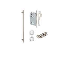 Helsinki Pull Handle - 600mm Entrance Kit with Separate High Security Lock Satin Nickel / Solid Brass