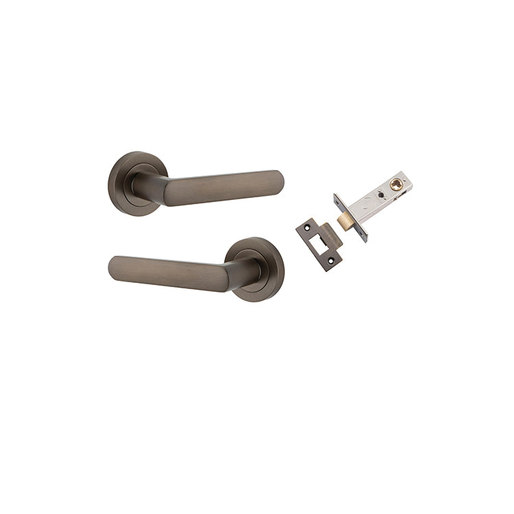 Osaka Lever - Round Rose Passage Kit Antique Brass / Solid Brass