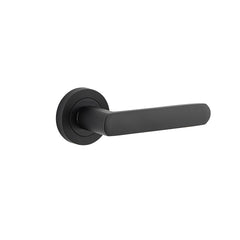 Osaka Lever - Round Rose Matt Black / Solid Brass
