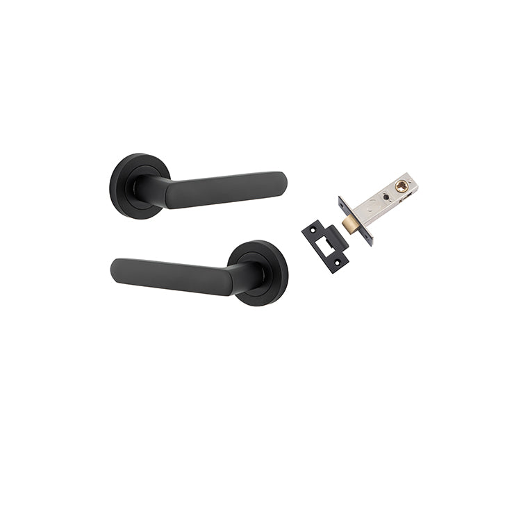 Osaka Lever - Round Rose Passage Kit Matt Black / Solid Brass