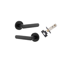 Osaka Lever - Round Rose Passage Kit Matt Black / Solid Brass
