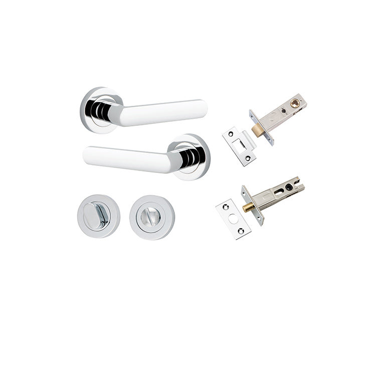 Osaka Lever - Round Rose Privacy Kit with Separate Privacy Turn Chrome Plated / Solid Brass