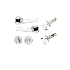 Osaka Lever - Round Rose Privacy Kit with Separate Privacy Turn Chrome Plated / Solid Brass