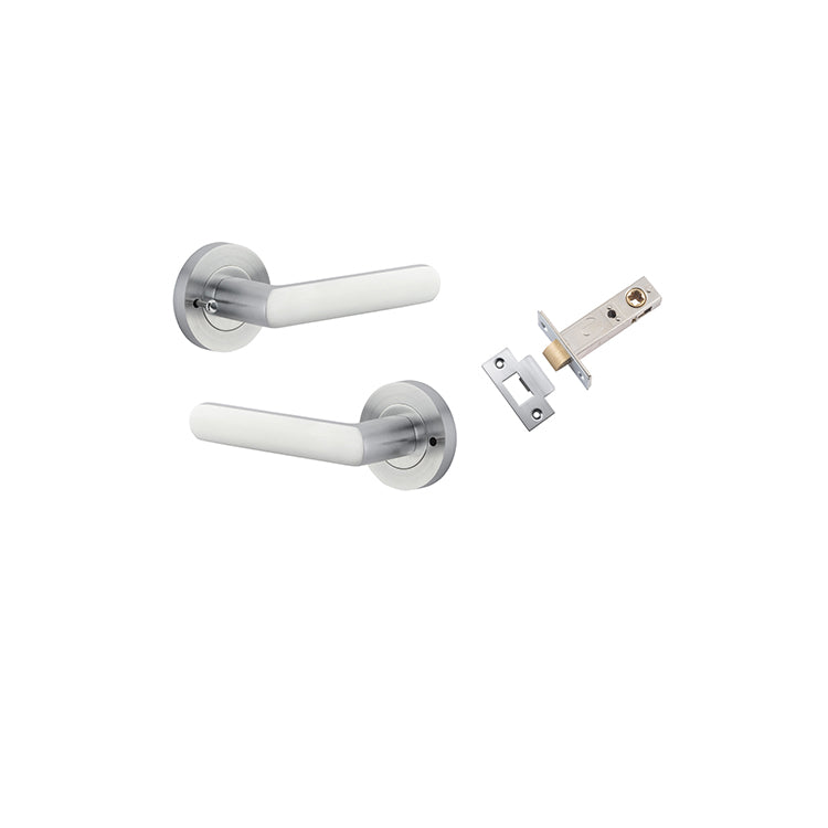 Osaka Lever - Round Rose (Inbuilt Privacy) Satin Chrome / Solid Brass