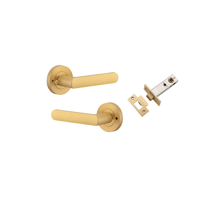 Osaka Lever - Round Rose (Inbuilt Privacy) Satin Brass / Solid Brass