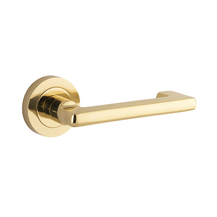 Baltimore Return Lever - Round Rose Polished Brass / Solid Brass