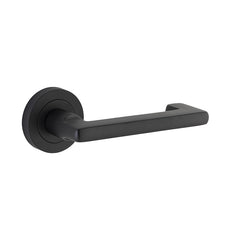 Baltimore Return Lever - Round Rose Matt Black / Solid Brass
