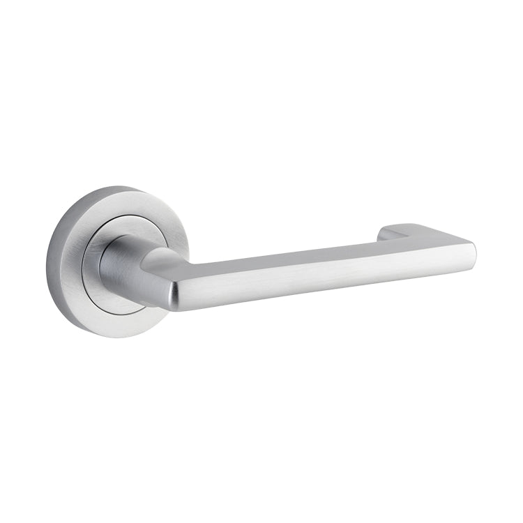 Baltimore Return Lever - Round Rose Satin Chrome / Solid Brass