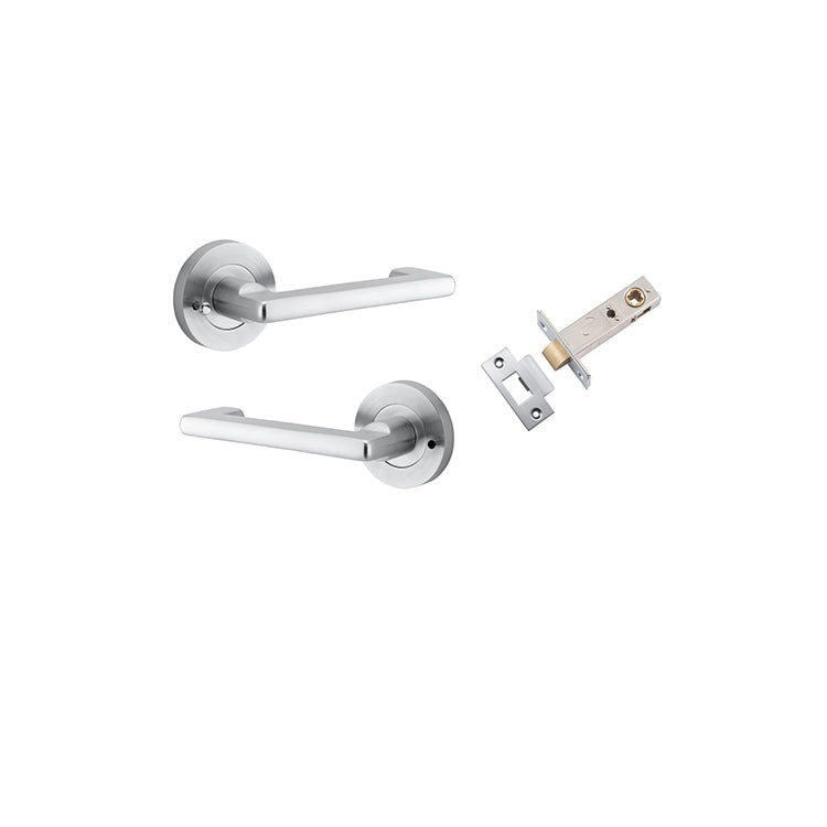 Baltimore Return Lever - Round Rose (Inbuilt Privacy) Satin Chrome / Solid Brass