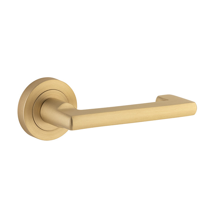 Baltimore Return Lever - Round Rose Satin Brass / Solid Brass