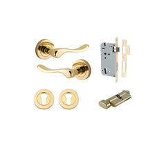Stirling Lever - Round Rose Entrance Kit with Separate High Security Lock Polished Brass / Solid Brass