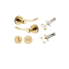 Stirling Lever - Round Rose Privacy Kit with Separate Privacy Turn Polished Brass / Solid Brass