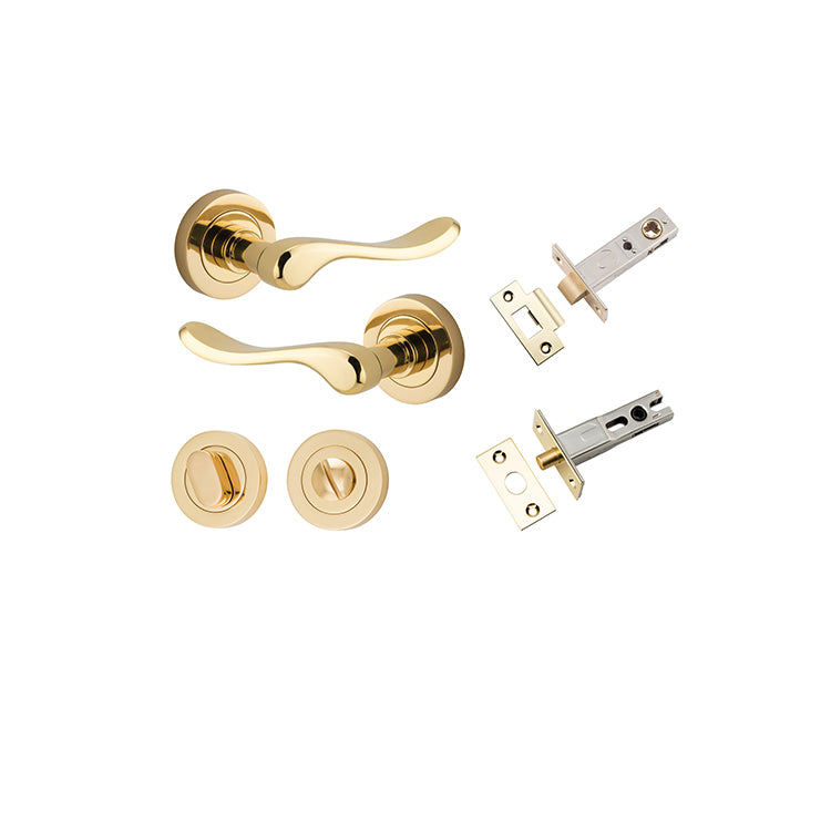 Stirling Lever - Round Rose Privacy Kit with Separate Privacy Turn Polished Brass / Solid Brass