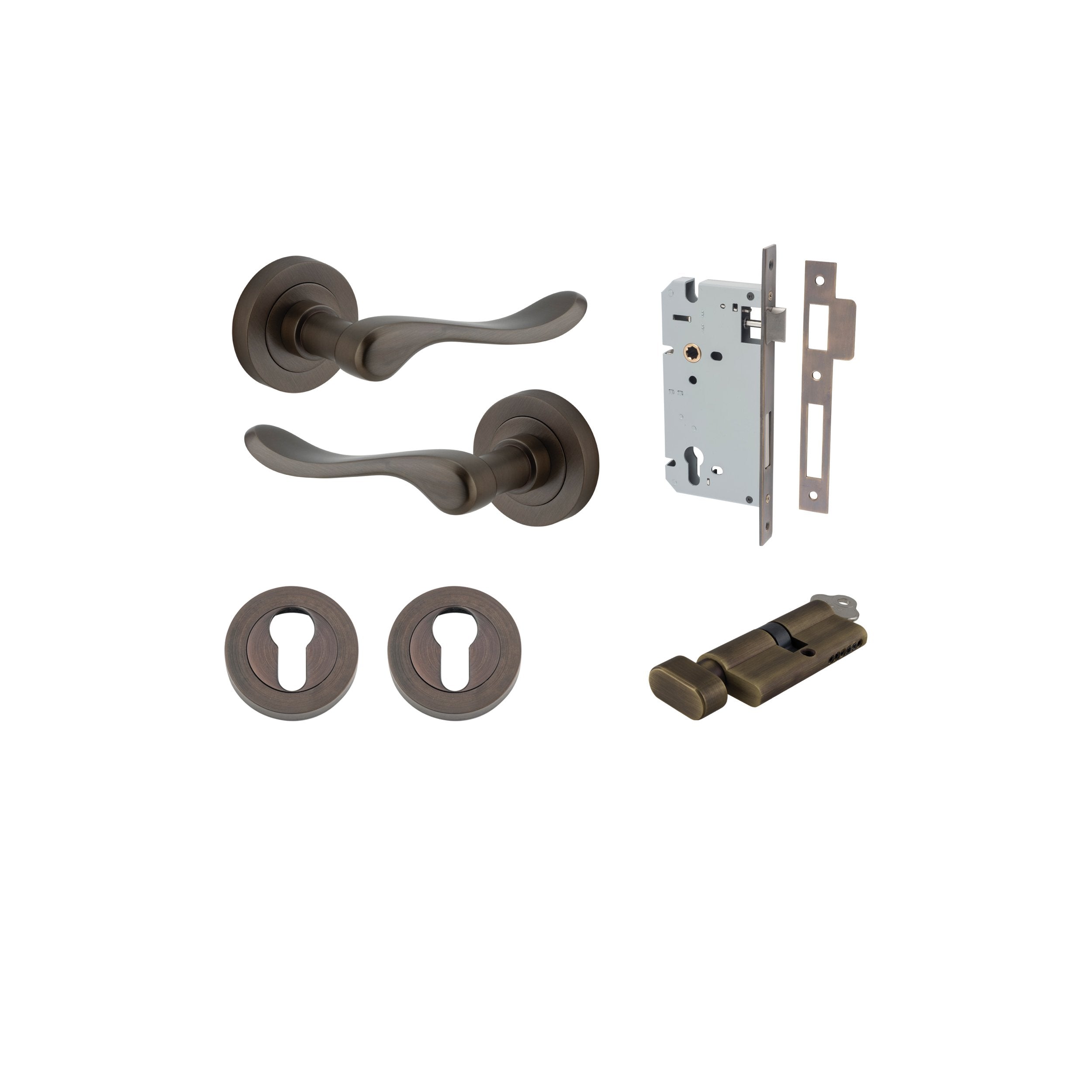 Stirling Lever - Round Rose Entrance Kit with Separate High Security Lock