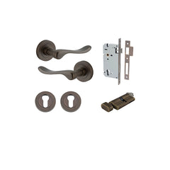 Stirling Lever - Round Rose Entrance Kit with Separate High Security Lock Antique Brass / Solid Brass