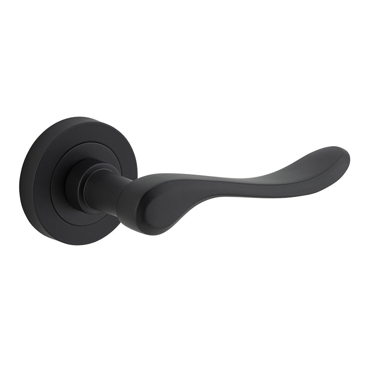 Stirling Lever - Round Rose Matt Black / Solid Brass