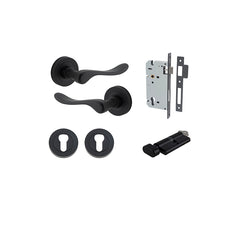 Stirling Lever - Round Rose Entrance Kit with Separate High Security Lock Matt Black / Solid Brass