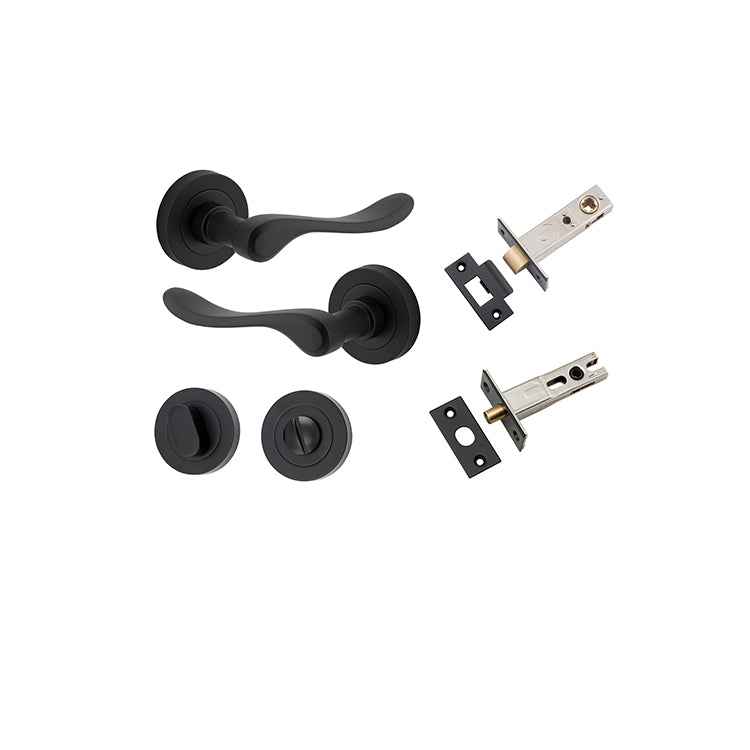 Stirling Lever - Round Rose Privacy Kit with Separate Privacy Turn Matt Black / Solid Brass