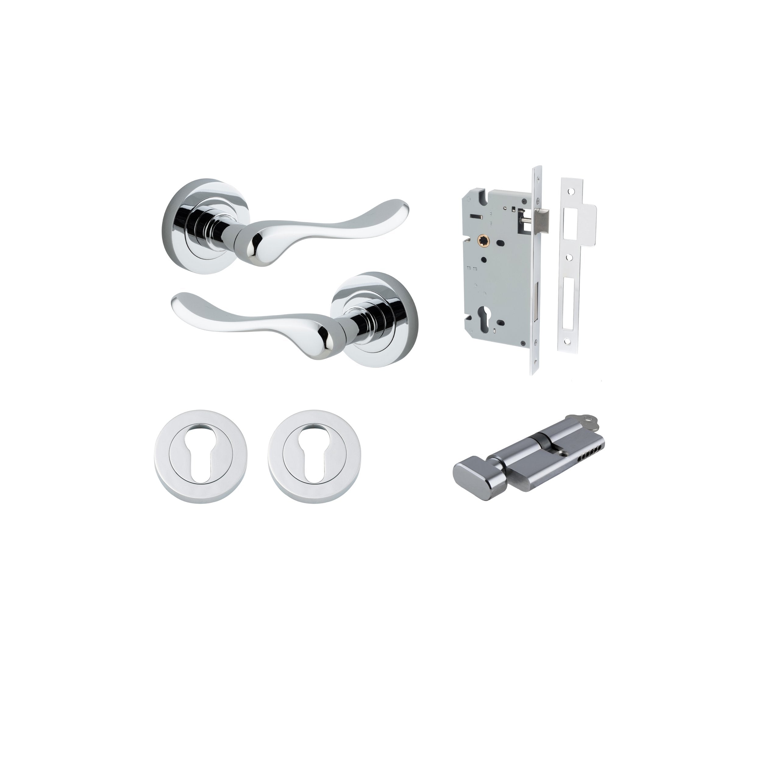 Stirling Lever - Round Rose Entrance Kit with Separate High Security Lock