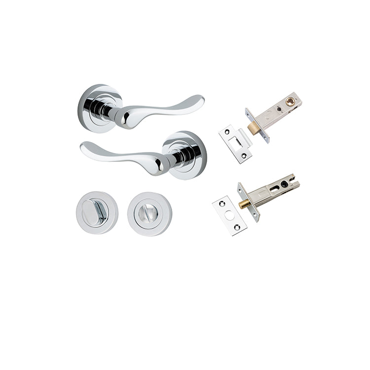 Stirling Lever - Round Rose Privacy Kit with Separate Privacy Turn Chrome Plated / Solid Brass