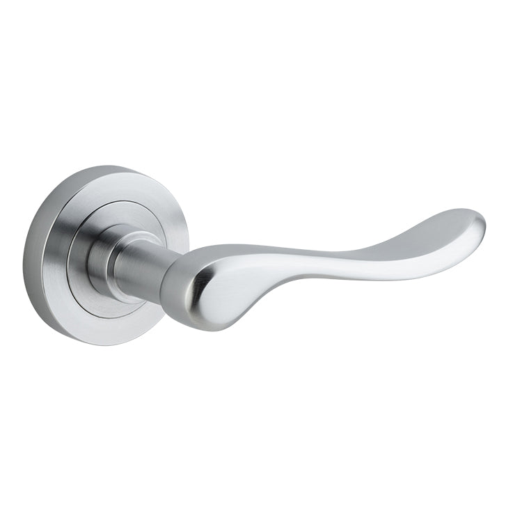 Stirling Lever - Round Rose Satin Chrome / Solid Brass