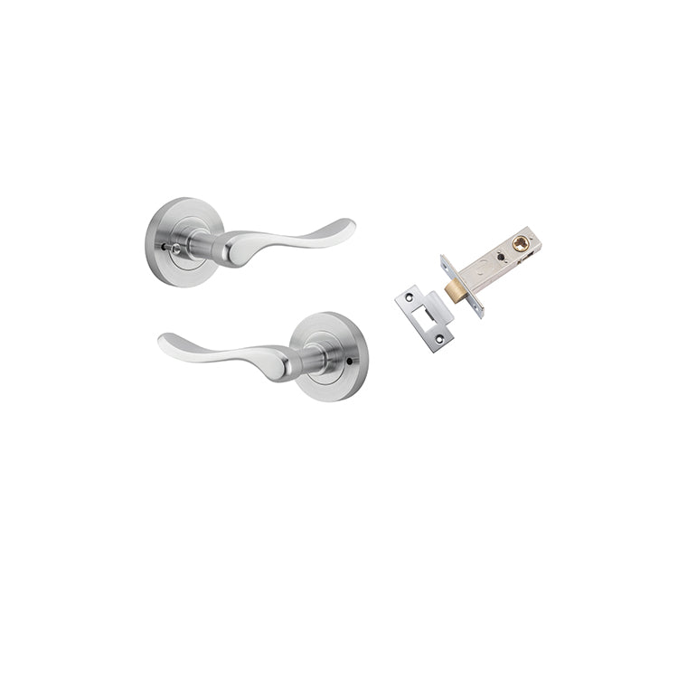 Stirling Lever - Round Rose (Inbuilt Privacy) Satin Chrome / Solid Brass