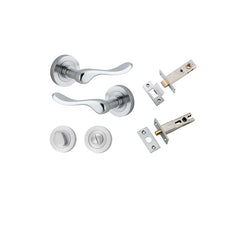 Stirling Lever - Round Rose Privacy Kit with Separate Privacy Turn Satin Chrome / Solid Brass
